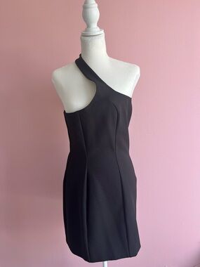 Vintage Xoxo Black Dress Juniors One Shoulder 7/8 Y2K 2000’s Mini